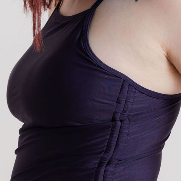 NWT Deep Purple Tankini Full Coverage, Cross Straps Rushed Draw Str… - Picture 10 of 12